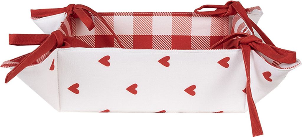 Clayre & Eef Brotkorf, 35x35x8 cm, wit, rood, katoen, met Productafbeelding 