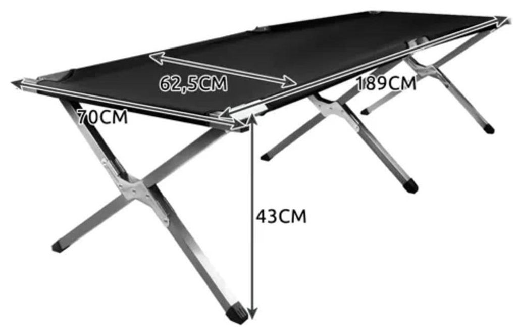 Letto da campeggio pieghevole e portatile, dimensioni 189 x Immagine del prodotto 
