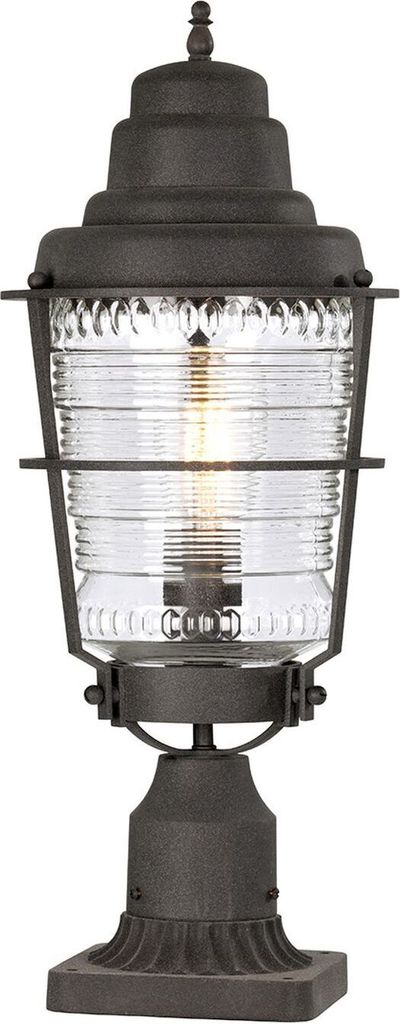 Sockelleuchte Glas Aluminium E27 IP44 55,4 cm hoch Zink verwittert Vintage Stehlampe außen