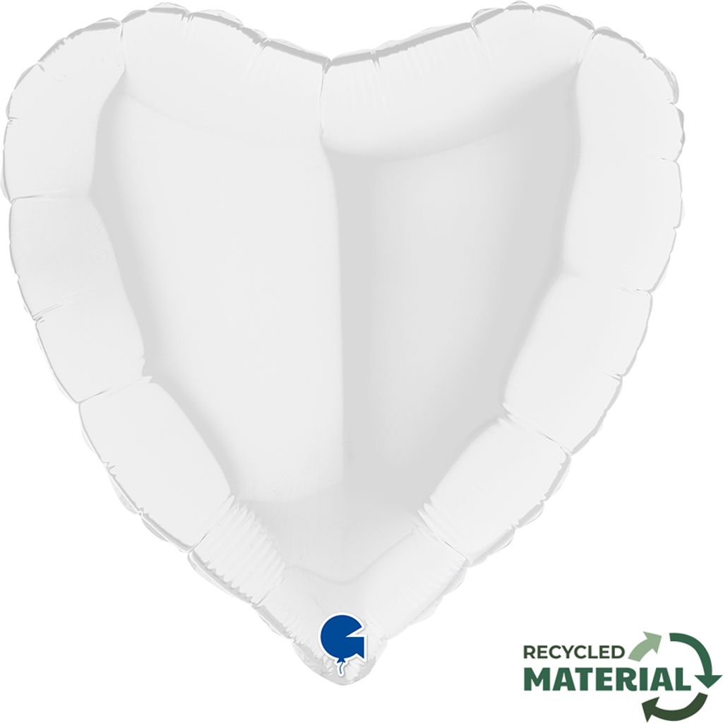 18"/Ø46cm Herz Folienballon Uni | Weiß
