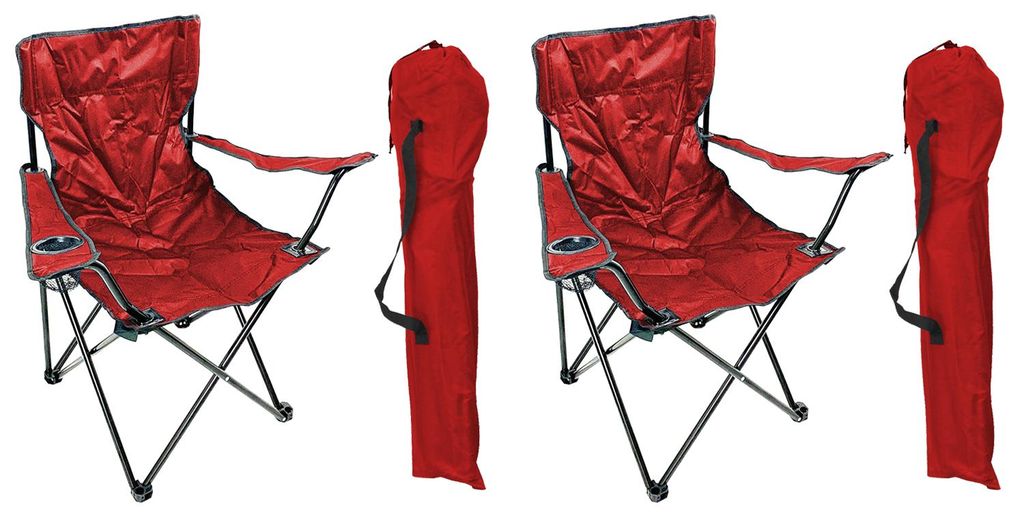 2er Anglersessel Campingstuhl Outdoorstuhl Getränkehalter Tasche Rot