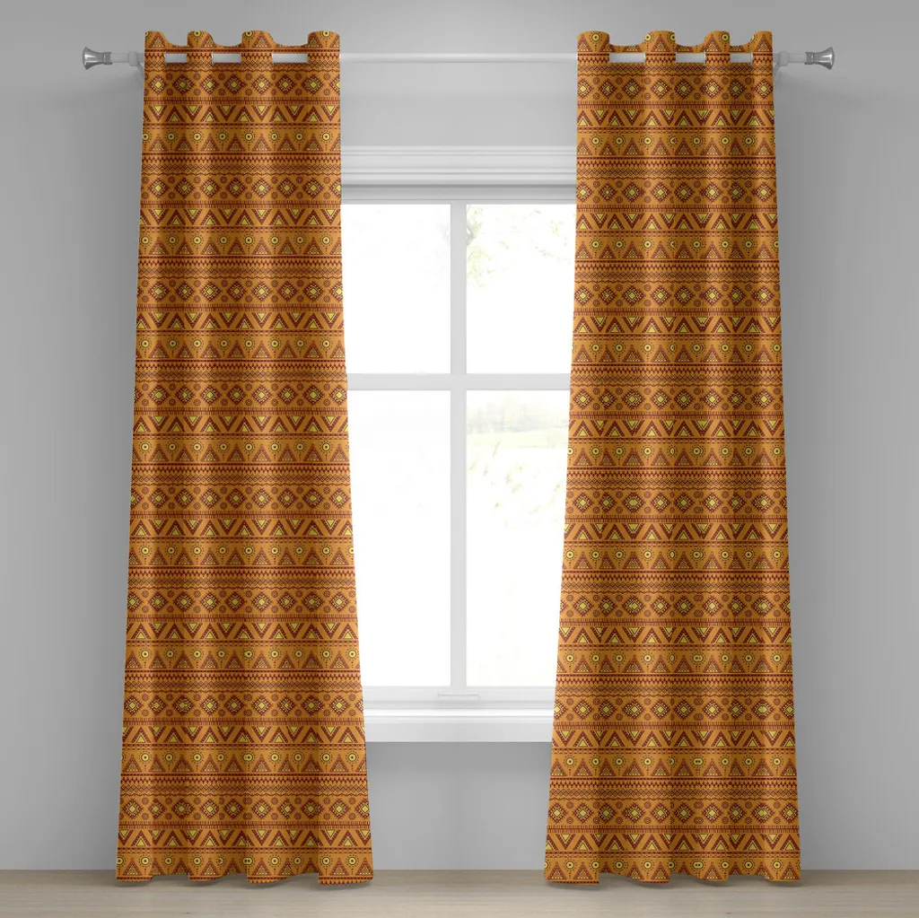 Tende Etniche ABAKUHAUS Arancio Giallo: 2 Pannelli 280x175 cm Occhielli