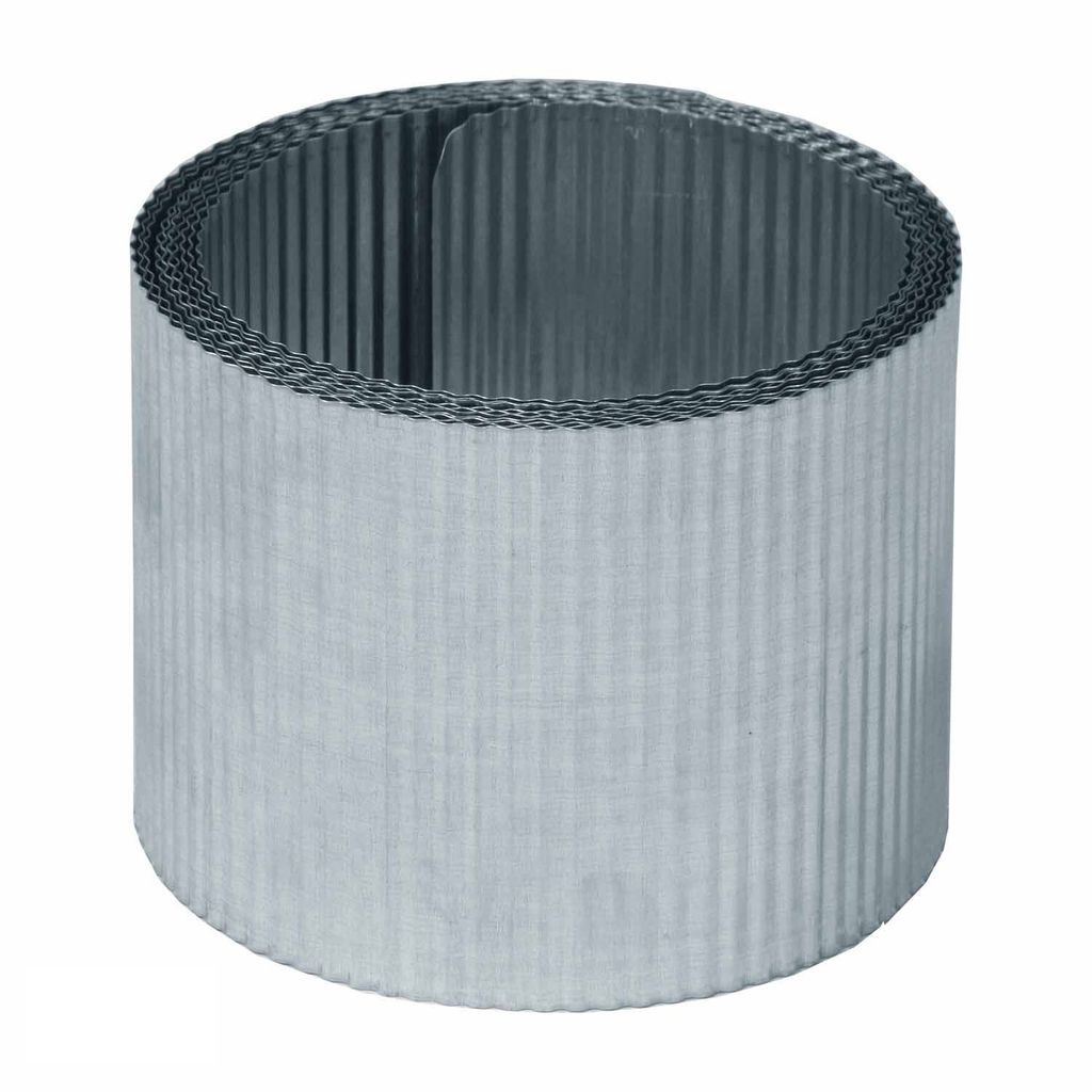 A roll of corrugated metal edging.