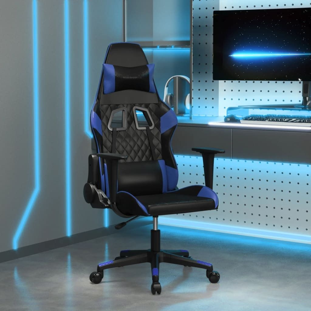 CLORIS Gaming-Stuhl mit Massagefunktion Schwarz und Blau Kunstleder, 15,2 kg