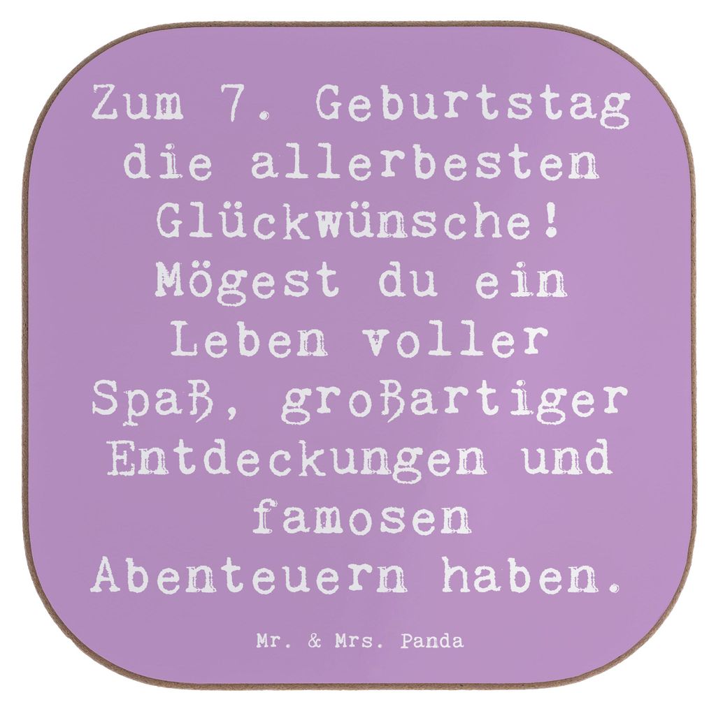 Mr. & Mrs. Panda Untersetzer für Gläser Spruch 7. Geburtstag - Lavendeltraum - Geschenk, Tassenuntersetzer, Glückwünsche, Kindergeburtstag, Hap...