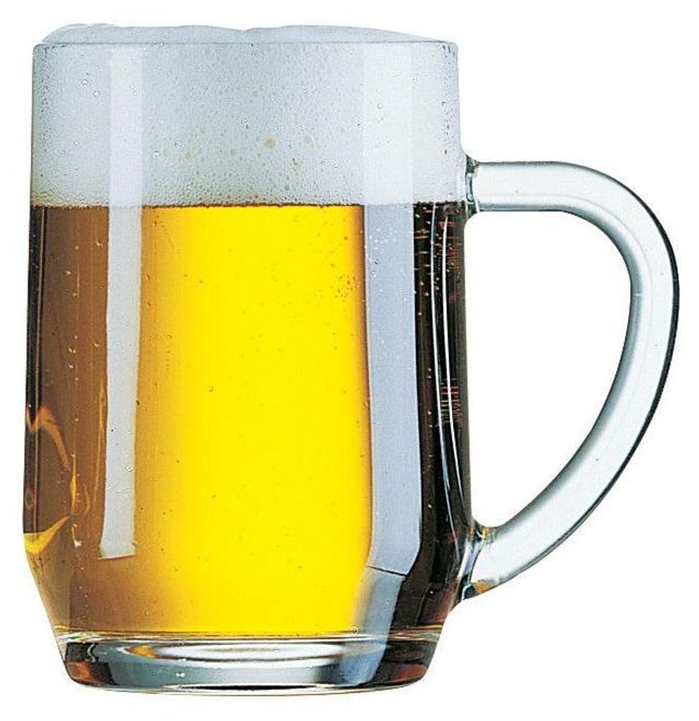 Arcoroc Bierkrug Glas 560 ml - Bierglas mit Henkel, spülmaschinenfest - Haworth