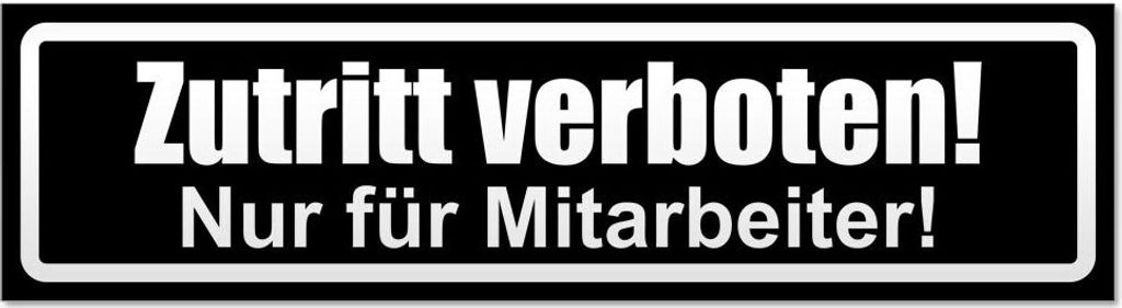 Kiwistar Zutritt verboten nur Mitarbeiter invertiert Magnetschild Schild magnetisch - 60cm Schwarz - Magnetfolie für Auto PKW Kfz