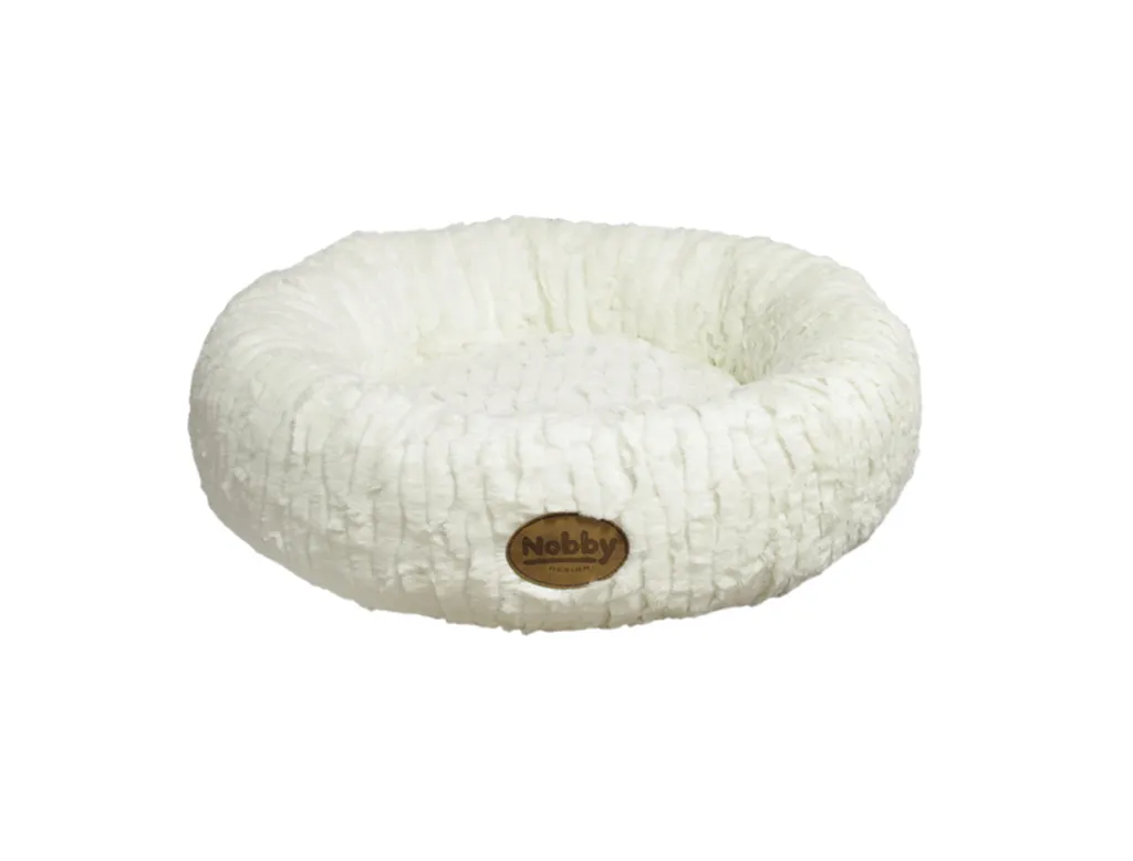 Couchage pour chat Nobby Nova, panier rond 45cm blanc ivoire moelleux