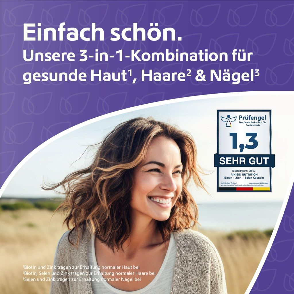 A smiling woman outdoors with a product rating badge in the upper right corner.