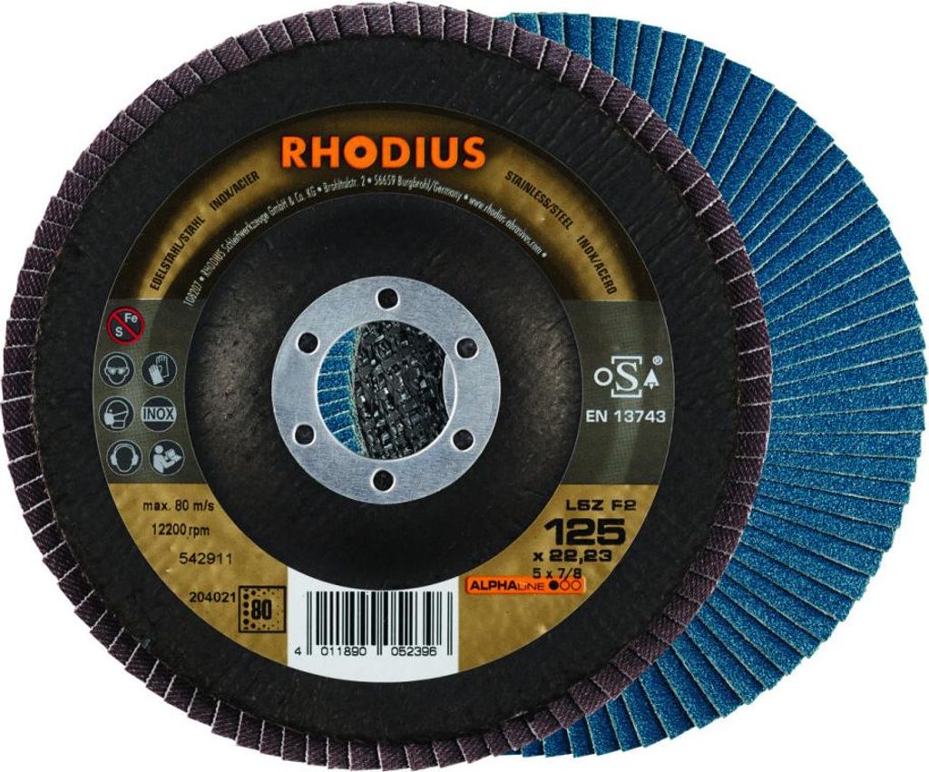 Rhodius 209317 LSZ F2 BOX Flap disc Diameter 125 mm Bore diameter 22.23 mm 5 pc(s)