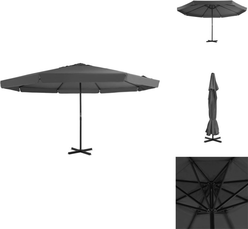 vidaXL Sonnenschirm mit Aluminium-Mast 500 cm Anthrazit - Sonnenschirme & Sonnenschutze