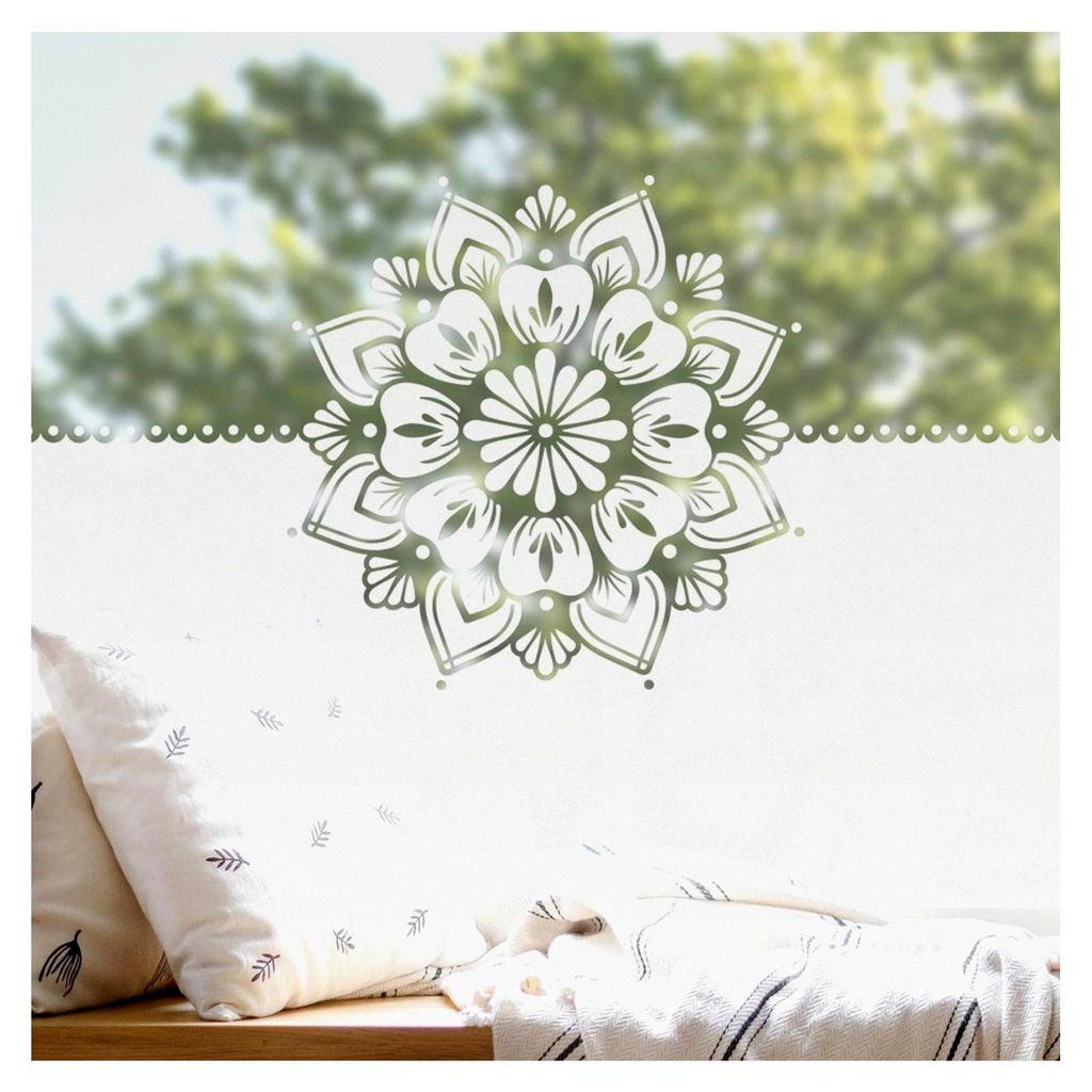 Fensterfolie statisch haftend Spirituell Sichtschutz Milchglas - Mandala Modern Blickdicht Scheibe Innen Weiss Schlafzimmer Wohnzimmer Küche Glas ...