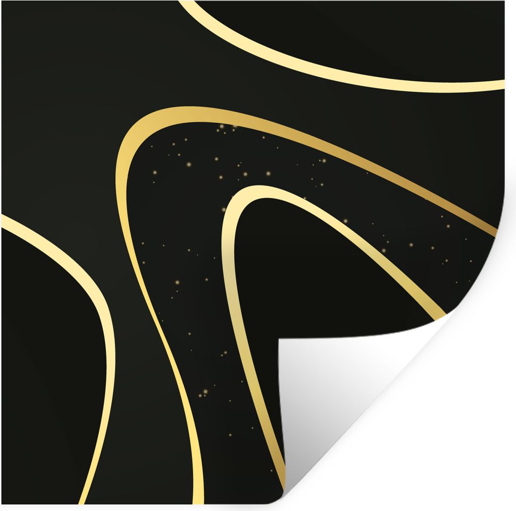 MuchoWow Wandtattoo Wandsticker Wandaufkleber Goldene Wellen auf schwarzem Hintergrund 80x80 cm Selbstklebend und Repositionierbar - Wierderverwe...