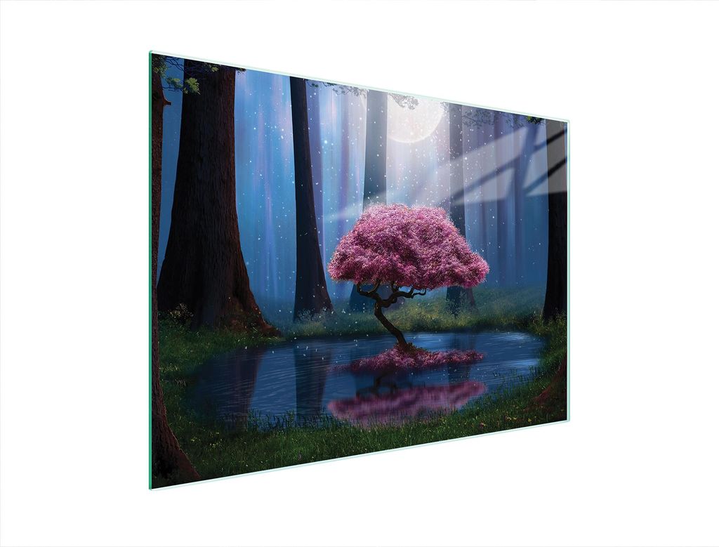 Glasschneidebrett Herdabdeckplatte aus gehärtetem Glas 40x30 cm Baum-Motiv rutschfest
