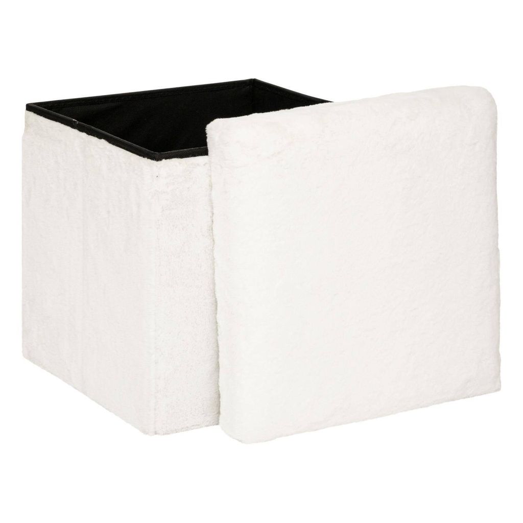 Pouf pieghevole "ezzio" con pelliccia bianca  - Atmosphera Immagine del prodotto 