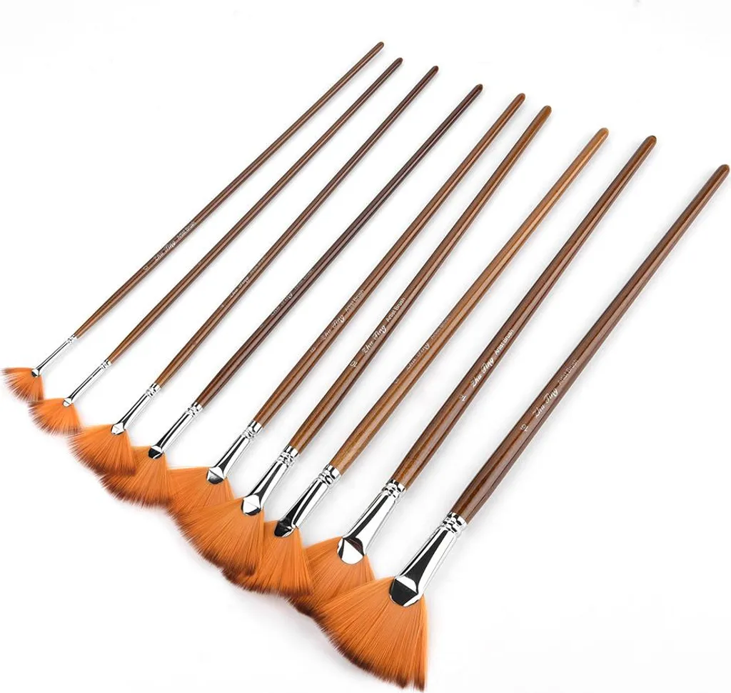 Pinceaux de Peinture Doux pour Gouache - Lot de 9 Pièces Multi-Tailles