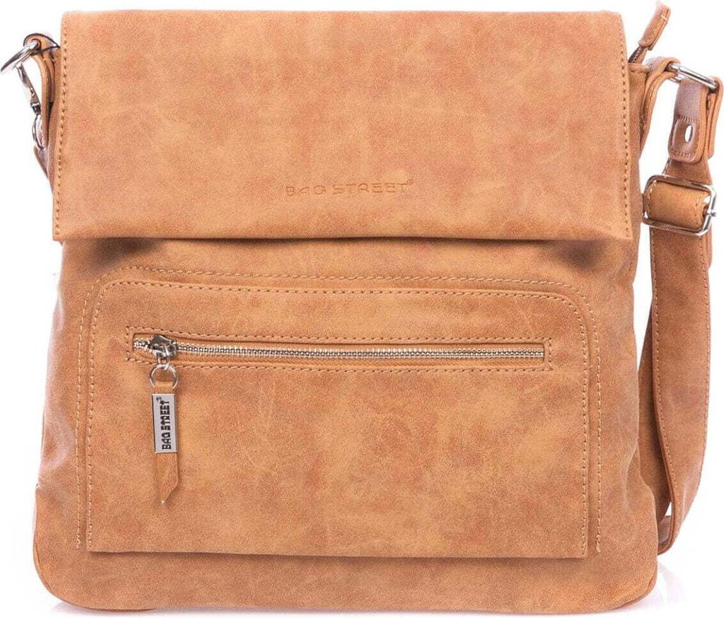 Bag Street Umhängetasche für Damen, Wildlederoptik, mehrere Taschen, kompakte Größe, Magnetverschluss Beige