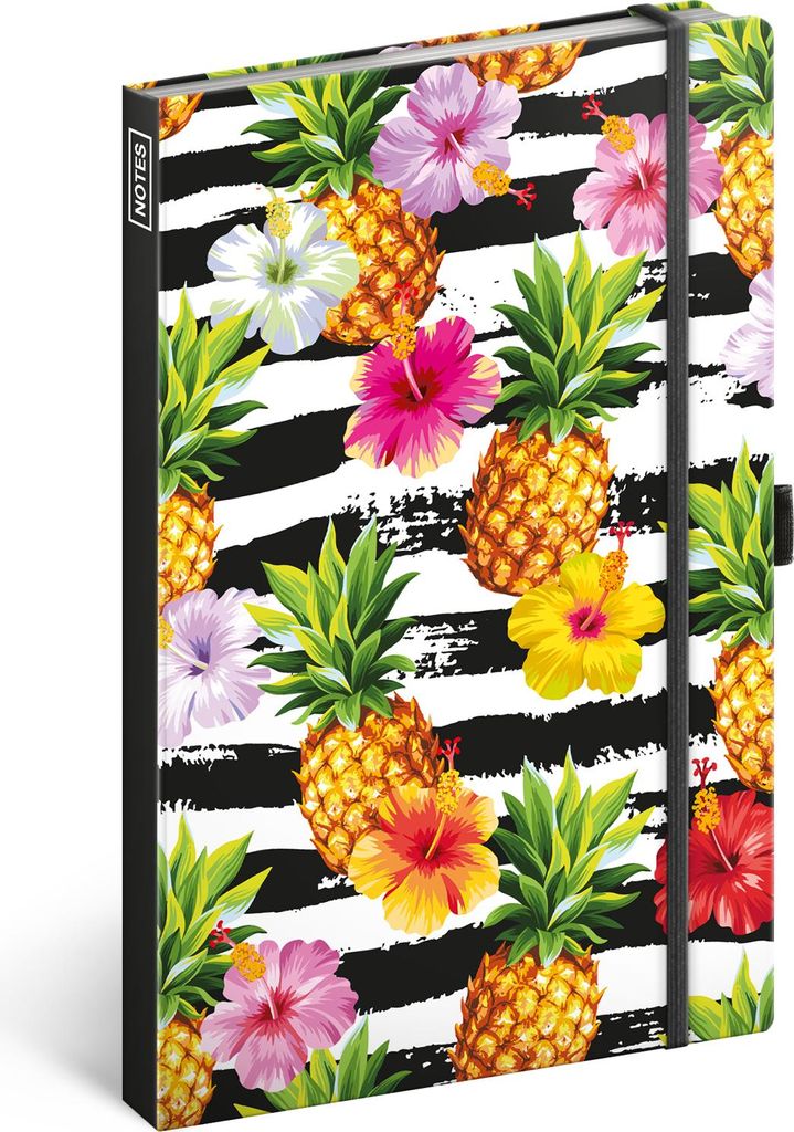 Notizbuch mit Gummiband liniert - Notizblock für Frauen und Mädchen - Tagebuch Journal Notebook für Schule und Arbeit (Ananas)