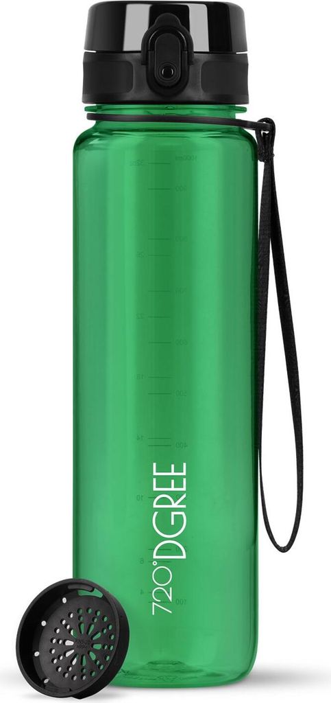 uberBottle crystalClear Trinkflasche mit Sieb 1000ml / Forest Green/ 720DGREE