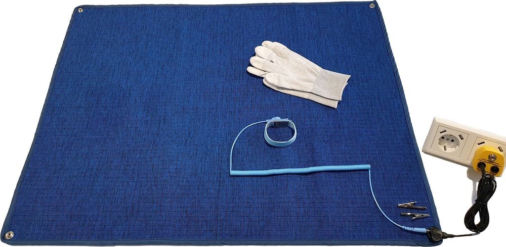 Minadax Innovative Anstistatik Arbeitsmatte 60cm x 30cm | Antistatisches ESD Gewebe - High-Tech-Textil - Kein Silikon | + ESD Manschetten-SET 2,4m ...