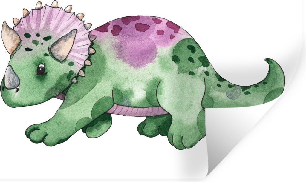 MuchoWow Wandtattoo Wandsticker Wandaufkleber Dinosaurier - Kinderzimmer - Grün - Jungen - Mädchen - Kinder 90x60 cm Selbstklebend und Repositi...