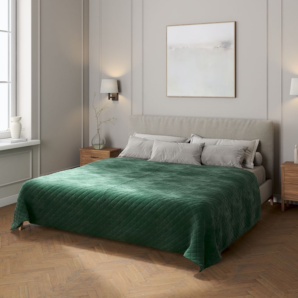 Velvet-Tagesdecke mit Rautensteppung