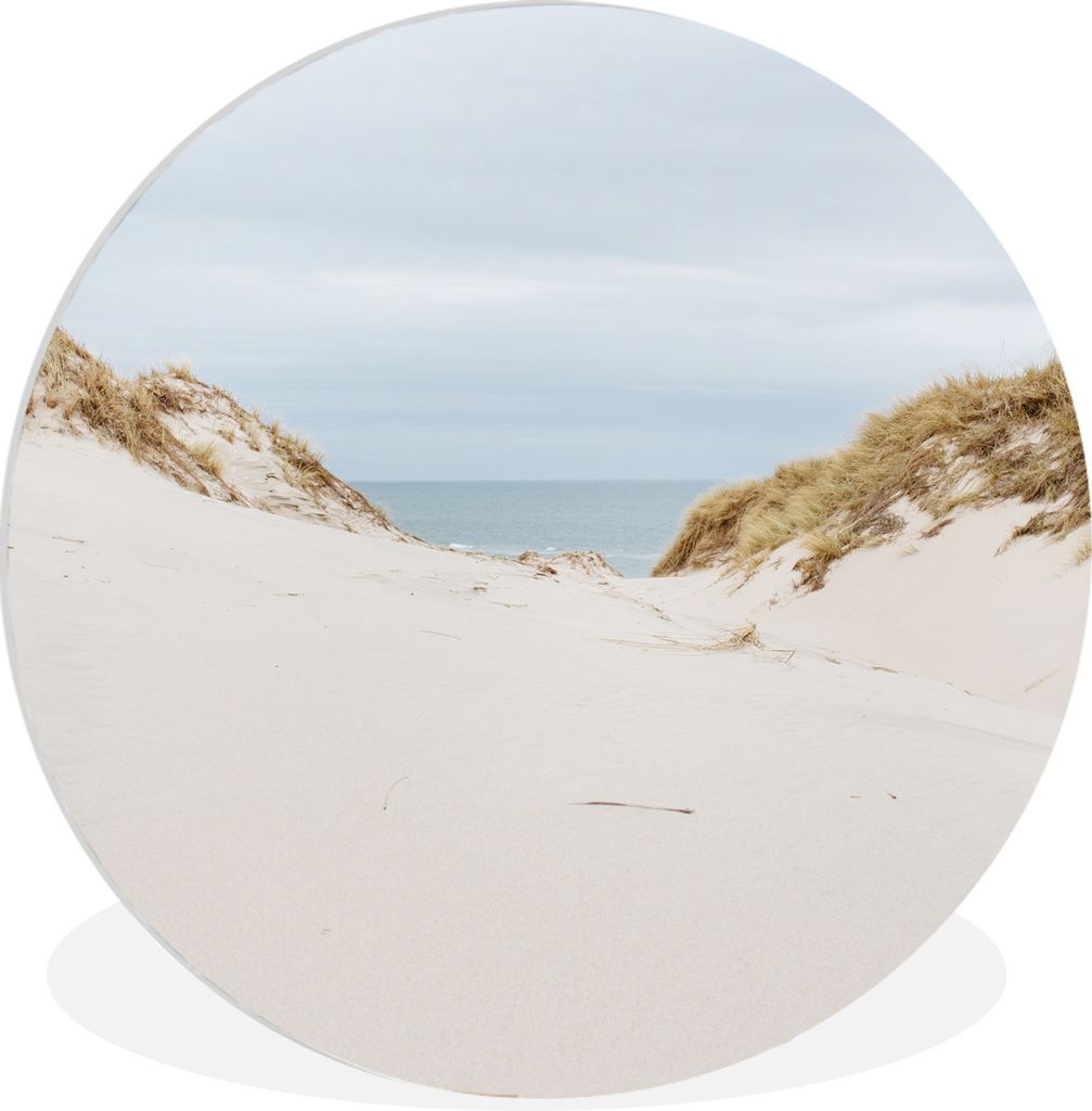 MuchoWow Rundes Wandbild - Runde Bilder Sanddünen mit dem Meer im Hintergrund Ø 90 cm Kreis Wanddekoration Kunststoff - Wandkreis - Wandschmuck...