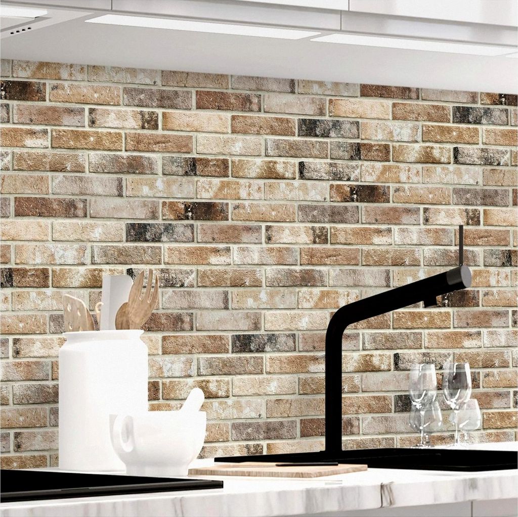 Küchenrückwand Spritzschutz selbstklebend, matte Optik, verstärkt, für alle Untergründe, 1,8 mm Rückwand für die Küche, LOFT Braun, 60 x 22...