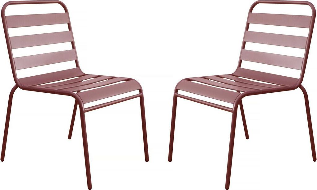 2er-Set stapelbare Gartenstühle aus Metall "Bilbao" - Terrakotta