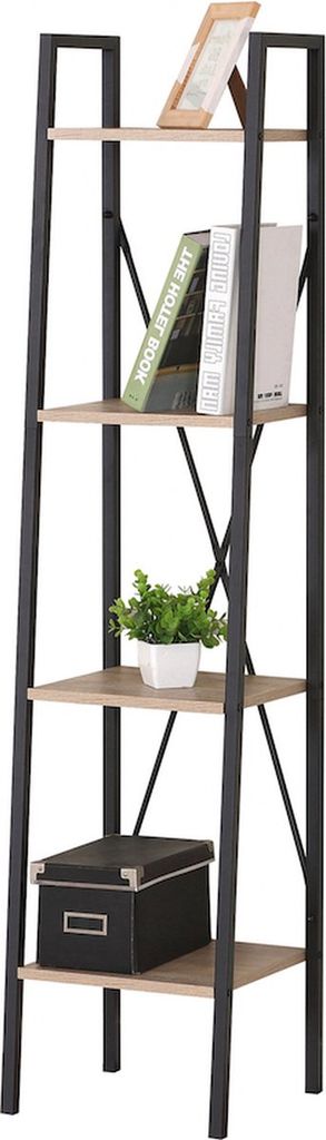 Schmale Etagere Regal – Offenes Bücherregal mit 4 Ablagen – Platzsparende Staukast für Wohnzimmer, Büro & Küche – Industrielles Design ...