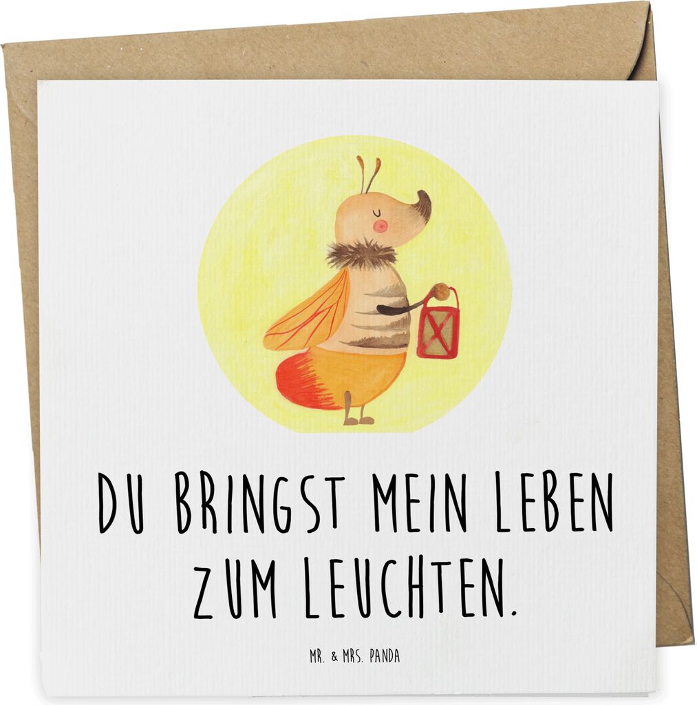 Mr. & Mrs. Panda Grußkarte Glühwürmchen - Weiß - Geschenk, Klappkarte, anlasskarte, Leuchten, Lustige Sprüche, Liebesspruch, Heiratsantrag, Gl...