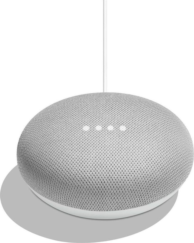 Google Home Mini, Google Assistant, Rund, Grau, Weiß, Produktbild 