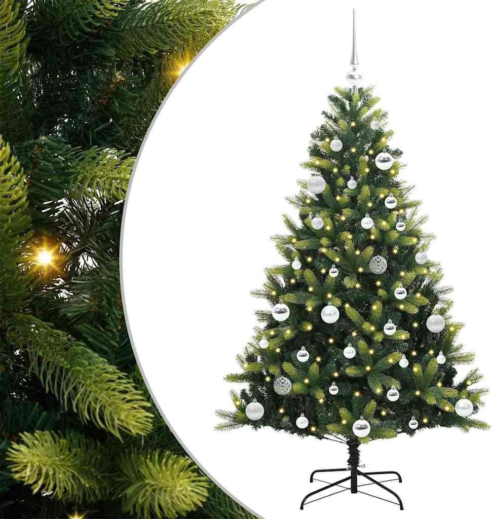 vidaXL Künstlicher geflammter Weihnachtsbaum 150 LEDs Grün 150 cm