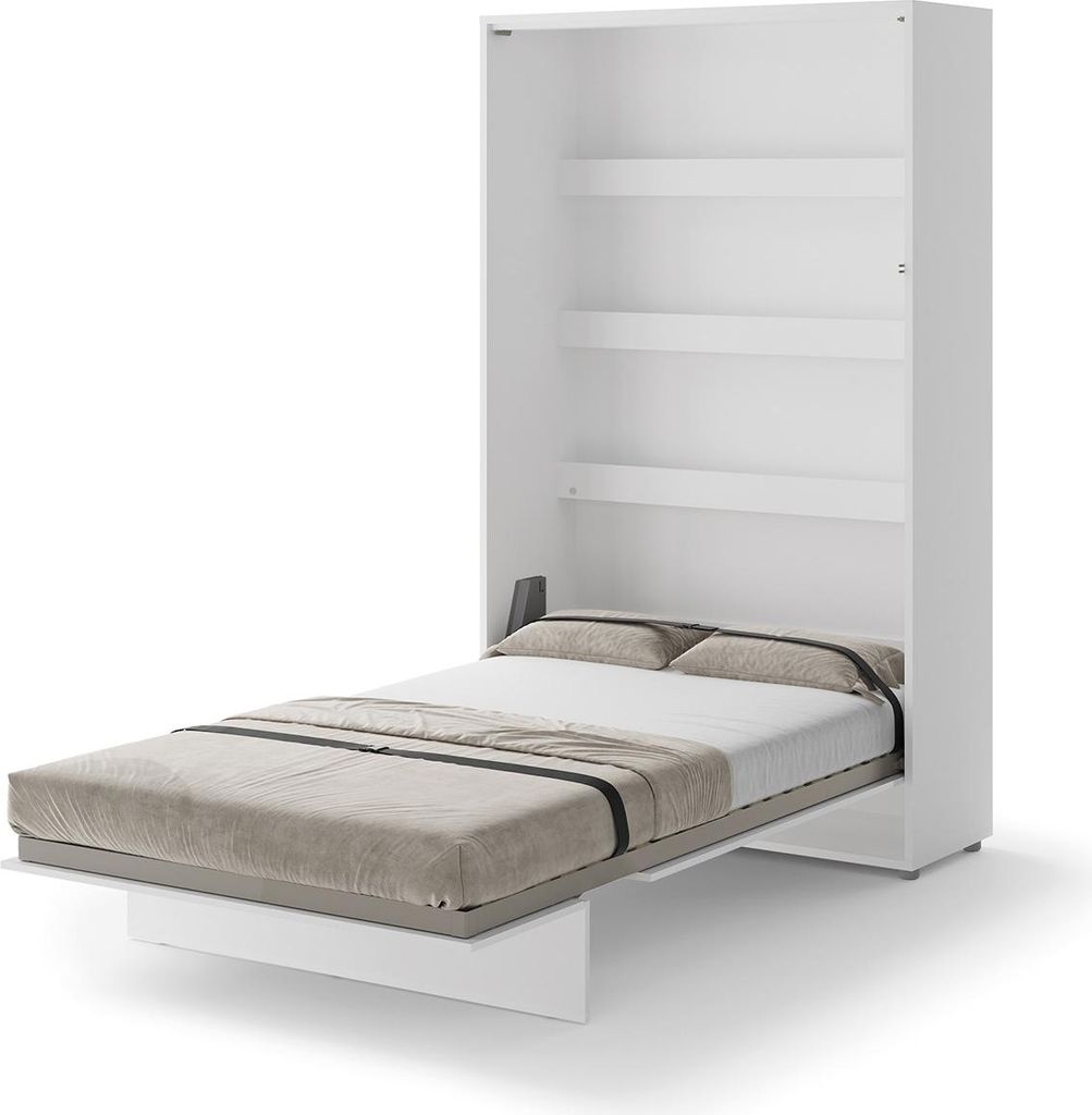Schrankbett 120 x 200 Vertikal BC-02 Weiß Hochglanz LENART BED CONCEPT Wandklappbett