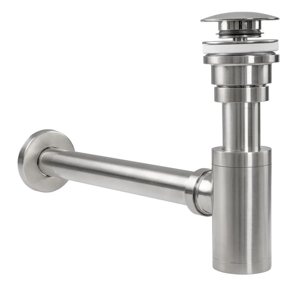 Sifone Lavabo Rea Brush Nickle Inox Klik-Klak Professionale Universale - 3