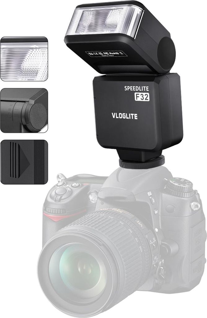 Kamera-Aufsteckblitz Portable 5600K±200 1-4s Ladezeit Blitzschuhblitz Passend für Fujifilm Nikon Kameras