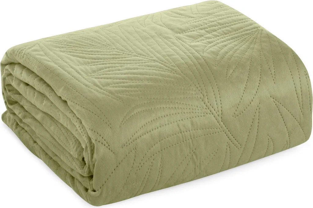 Jeté de lit 220x240 Luiz Design 91 coloris vert clair fini velours gaufré