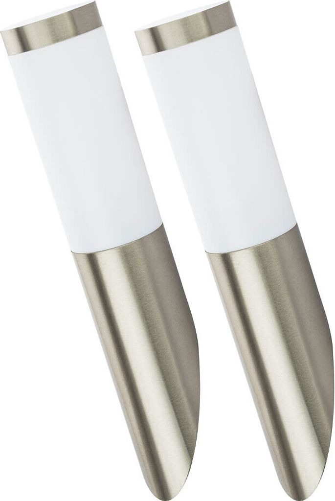 2er Set Wandlampe, Edelstahl, silber, H 40 cm