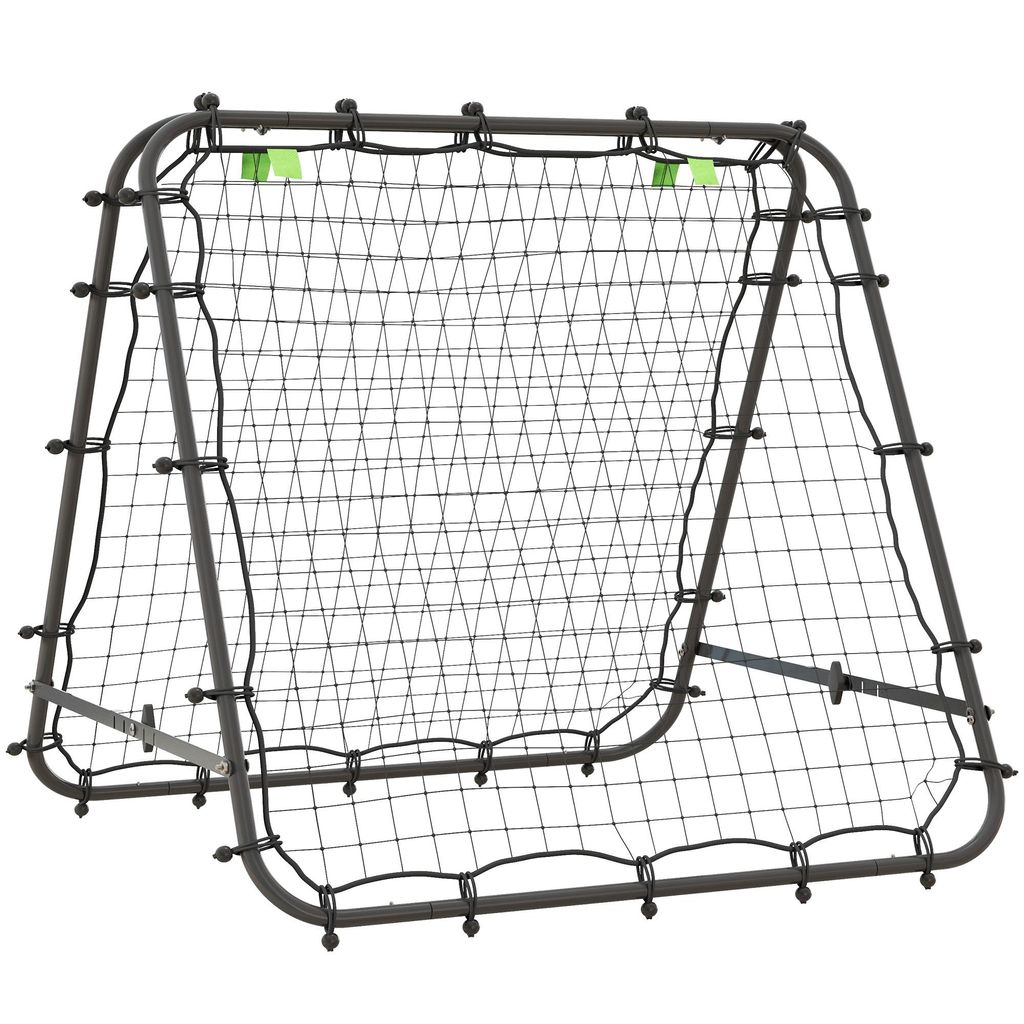 AIORBER Fußball Rebounder Kickback Tor, Verstellbare Rückprallwand, Trainingsnetz, Stahl, 100x95x90cm, Schwarz