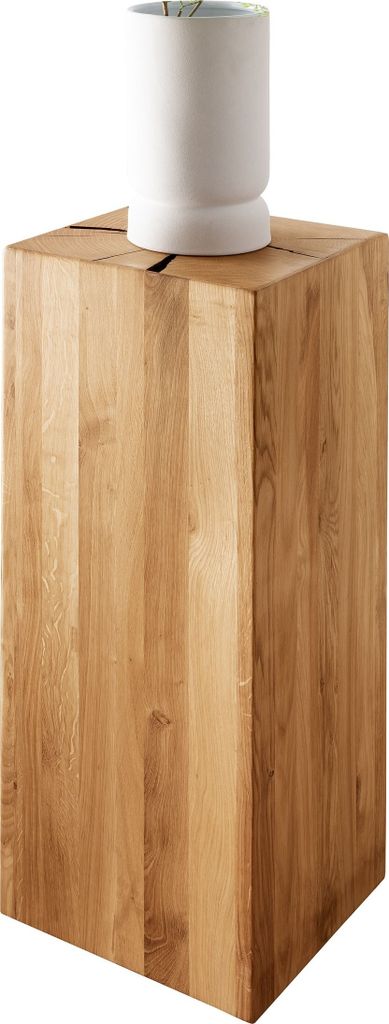Hocker "KM-0660" aus Wildeiche massiv geölt in braun. Abmessungen (BxHxT) 30x81x30 cm