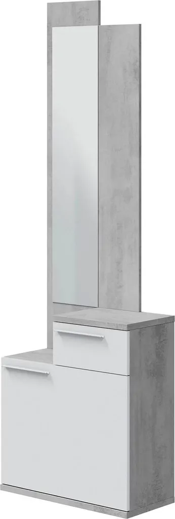 Petit Meuble d'Entrée avec Miroir Azzurro Gris Ciment pour Couloir Étroit