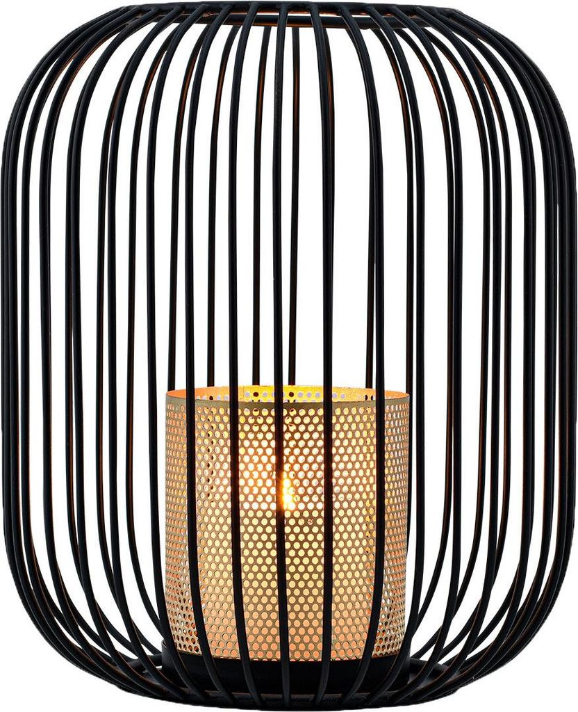 Marrakesch Boho Deko Aesthetic Windlichter Metall Draht 21 cm groß schwarz | Windlicht Teelichthalter Tesour als Gartendeko & Wohnzimmer Tisch Dek...