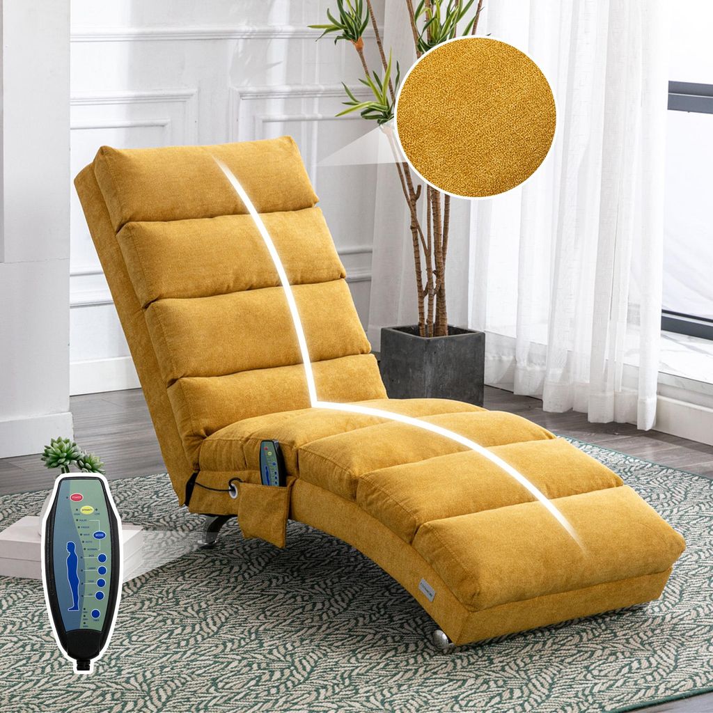 Festes Liegesofa (Entspannungsliege) mit Ganzkörperunterstützung, sanfter Vibrationsfunktion + Seitentaschen – modern für Büro, Wohnzimmer, S...