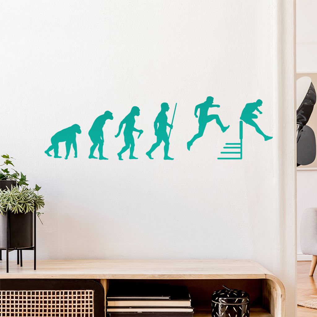 Hürdenlauf Evolution Wandtattoo Wandaufkleber Wall Sticker - Dekoration, Küche, Wohnzimmer, Schlafzimmer, Badezimmer