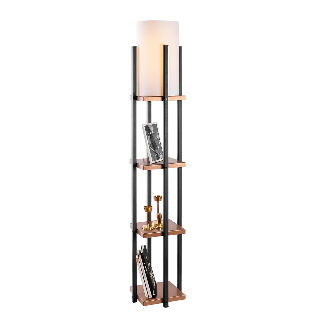 Lampadaire de salon noir et cuivre pour coin lecture chic 25x25x130cm