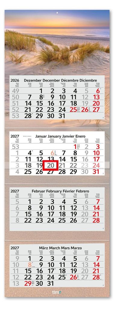Timr 4-Monatskalender 2027 - Wandkalender 4 Monate I Motiv Produktbild 