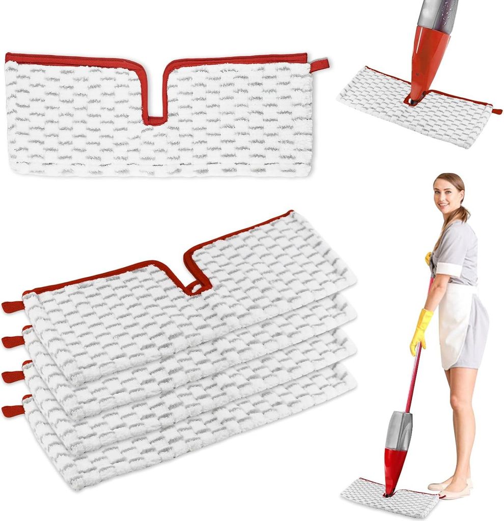 5-teiliges Nachfüllset für Vileda Spray Mop, 2-in-1 wiederverwendbare Mikrofasertücher für Vileda 1-2 Spray Max Mop-Pads, geeignet für alle Bo...