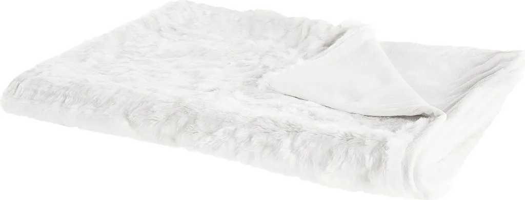 Couverture Anti-Froid en Fausse Fourrure Blanche 180x220 cm Douceur