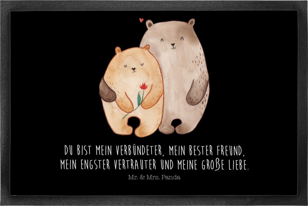 Mr. & Mrs. Panda Vorleger Bären Liebe 50 x 75 cm - Schwarz - Geschenk, Paar, Gummi-Fußmatte, Schmutzmatte, Verlobt, Schmutzfangmatte, Verknallt, ...