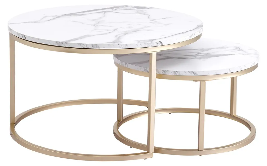 Table basse aspect marbre blanc 2 en 1 : Finis les salons encombrés !